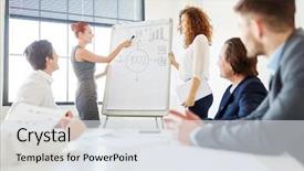  Presentation with business training - Slides consisting of training - presentation in consulting seminar background and a sky blue colored foreground