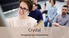  Presentation with professional development education - Audience pleasing PPT theme consisting of training - professional coach pointing out central backdrop and a soft green colored foreground