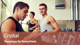  Presentation with treadmill - Audience pleasing PPT theme consisting of training - sport fitness lifestyle technology backdrop and a red colored foreground