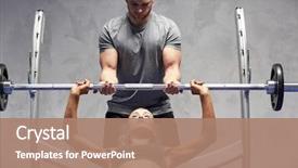  Presentation with flexing - Beautiful slide deck featuring training - sport fitness teamwork bodybuilding backdrop and a coral colored foreground
