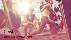  Presentation with weightlifting barbell - Colorful slides enhanced with training - sport fitness teamwork weightlifting backdrop and a coral colored foreground