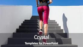  Presentation with female sport - Slide set consisting of training - stairs climbing running woman doing background and a dark gray colored foreground
