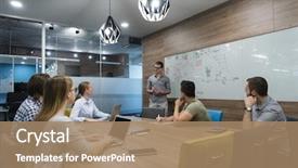  Presentation with team training - Slide set featuring training - startup business team brainstorming background and a coral colored foreground