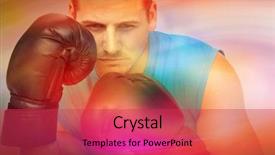  Presentation with boxer - Presentation design with training against purple and orange background and a red colored foreground