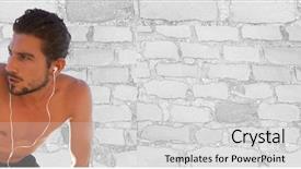  Presentation with white brick wall - Colorful slide set enhanced with training against white brick wall backdrop and a light gray colored foreground