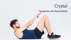  Presentation with training - Audience pleasing slide deck consisting of training and doing abdominal crunch backdrop and a sky blue colored foreground