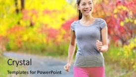  Presentation with walking nordic - Amazing PPT theme having training and working out living backdrop and a yellow colored foreground