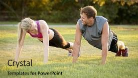  Presentation with catholic couple silhouette of young - Colorful slides enhanced with training aspire - happy young couple exercising together backdrop and a yellow colored foreground