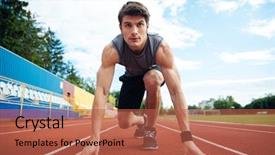  Presentation with starting line red running track - Presentation theme with training aspire - young handsome man in starting background and a red colored foreground