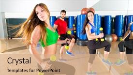 Presentation with fitness dance - Presentation theme featuring training at fitness gym workout background and a coral colored foreground