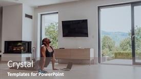  Presentation with living room - Presentation with training-at-home-sporty-man background and a gray colored foreground