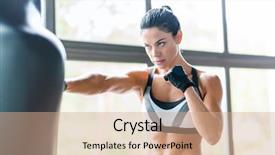  Presentation with strong - Beautiful theme featuring training boxing with punching bag backdrop and a coral colored foreground