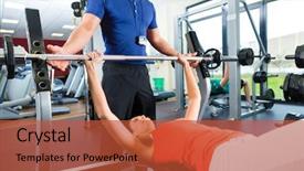  Presentation with personal training - Slide set enhanced with using barbell on a weight background and a red colored foreground