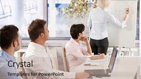  Presentation with business training - Beautiful PPT layouts featuring training course - business people listening to presentation backdrop and a  colored foreground