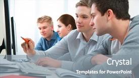  Presentation with group training - Amazing slide set having training course in a computer backdrop and a gray colored foreground