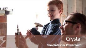  Presentation with father - Slides with training department - close up father and son background and a tawny brown colored foreground