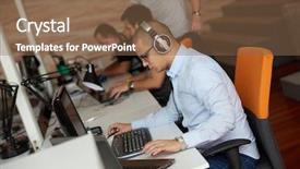  Presentation with computer software - PPT theme with training development - startup business software developer working background and a violet colored foreground