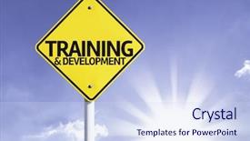  Presentation with development - Slides with training development road sign background and a sky blue colored foreground