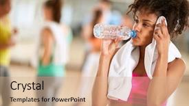  Presentation with body temperature sweating - Colorful theme enhanced with training drink water and wipe backdrop and a coral colored foreground