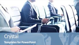  Presentation with double exposure of business people - PPT layouts with training education - image of row of business background and a teal colored foreground