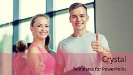  Presentation with woman sport - Amazing theme having training evaluation - fitness sport exercising and diet backdrop and a coral colored foreground