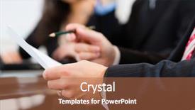  Presentation with business training - PPT theme consisting of training experts - business people sitting background and a coral colored foreground