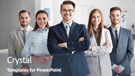  Presentation with group training - Colorful PPT theme enhanced with training experts - group of people in office backdrop and a ocean colored foreground