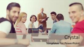  Presentation with professor - Colorful presentation theme enhanced with training experts - group of students study backdrop and a mint green colored foreground