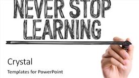  Presentation with marker - Beautiful slide deck featuring training experts - hand with marker writing backdrop and a white colored foreground