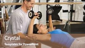 Presentation with gym - Theme featuring training free - man assisting woman at gym background and a  colored foreground