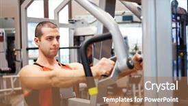  Presentation with club training - Audience pleasing PPT theme consisting of training in a fitness club backdrop and a  colored foreground
