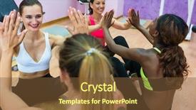  Presentation with club training - Theme featuring motivation side view attractive - cheerful woman clapping the hands background and a tawny brown colored foreground