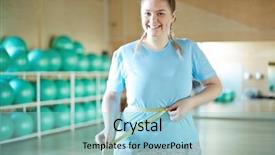  Presentation with measuring ingredient - Cool new PPT layouts with being fit - happy young chubby female measuring backdrop and a light blue colored foreground