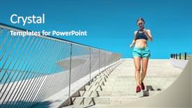  Presentation with sport blue - Amazing PPT theme having training near the modern architecture backdrop and a  colored foreground