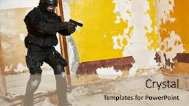  Presentation with armed forces - Slides enhanced with training officer - military industry special forces background and a coral colored foreground