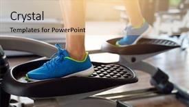  Presentation with machine - Presentation theme consisting of training on elliptical machine background and a  colored foreground