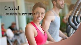  Presentation with cardio - Theme featuring training program in fitness center background and a coral colored foreground