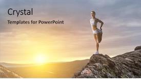  Presentation with athlete - Colorful presentation theme enhanced with training rural women - athlete woman outdoors mixed media backdrop and a  colored foreground