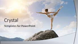  Presentation with athlete - PPT theme featuring training rural women - athlete woman outdoors mixed media background and a  colored foreground