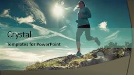  Presentation with running mountains - Audience pleasing PPT layouts consisting of training rural women - female running in mountains backdrop and a seafoam green colored foreground