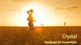  Presentation with rural women - Presentation having training rural women - sporty woman in wheat field background and a tawny brown colored foreground