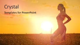  Presentation with wheat - Audience pleasing presentation theme consisting of training rural women - sporty woman in wheat field backdrop and a yellow colored foreground