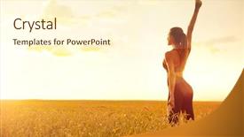  Presentation with wheat - Presentation design enhanced with training rural women - young girl in wheat field background and a cream colored foreground