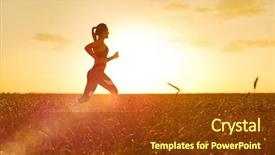  Presentation with rural women - Presentation theme consisting of training rural women - young sporty woman at sunset background and a tawny brown colored foreground