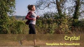  Presentation with healthy lifestyle - Presentation enhanced with training rural women - young woman enjoying background and a  colored foreground