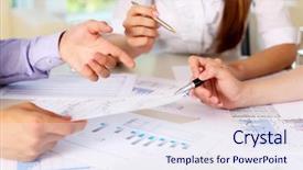  Presentation with business and human rights - Beautiful presentation theme featuring training strategy - financial and business documents backdrop and a sky blue colored foreground