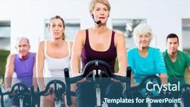  Presentation with senior fitness - Beautiful presentation theme featuring training the instructor is lead backdrop and a ocean colored foreground