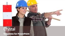  Presentation with utility workers - Slides consisting of business chart organisation success concept background and a gray colored foreground