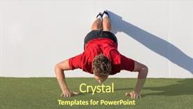  Presentation with fitness - Beautiful presentation theme featuring training using wall doing decline backdrop and a violet colored foreground