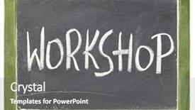  Presentation with workshop - Beautiful theme featuring training workshops - workshop word in white chalk backdrop and a gray colored foreground